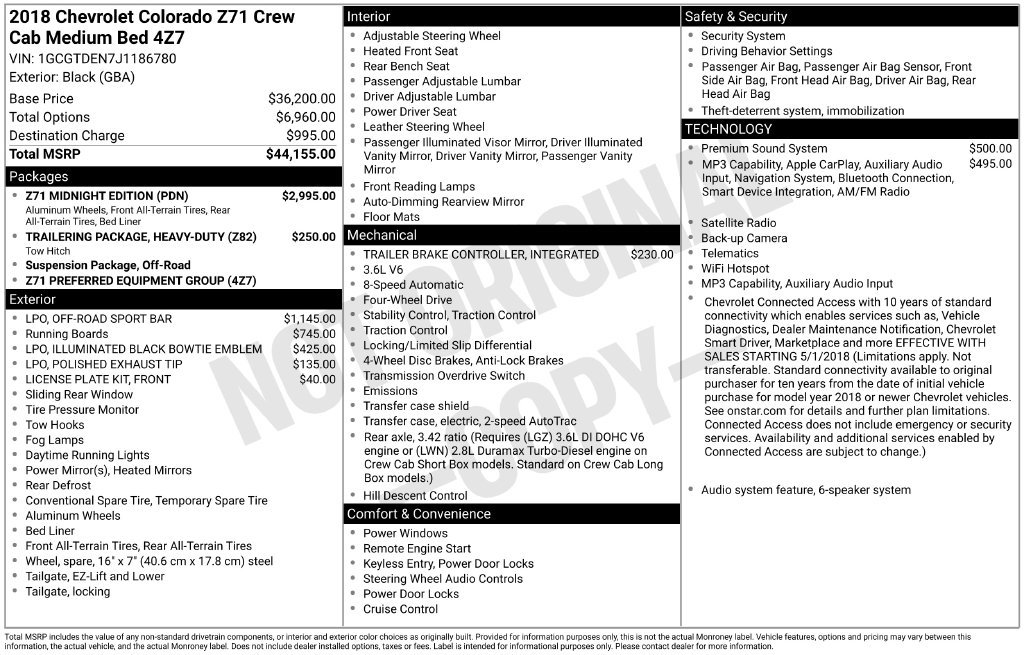 Used 2018 Chevrolet Colorado Z71 w/ Z71 Midnight Edition AWD/4WD image 5