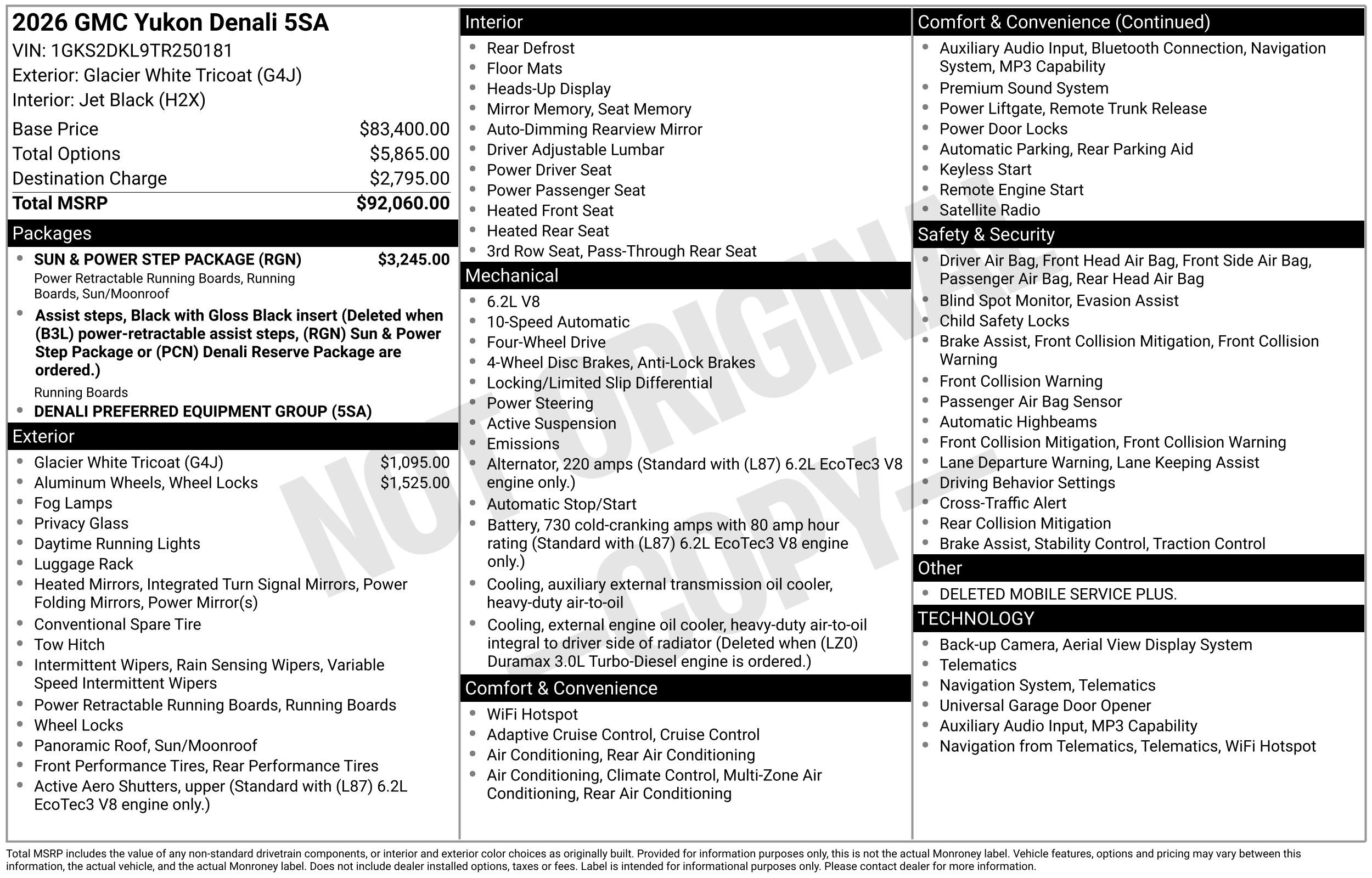 New 2026 GMC Yukon Denali w/ Sun & Power Step Package AWD/4WD image 4