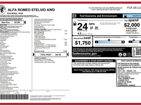 Used 2018 Alfa Romeo Stelvio Sport w/ Cold Weather Package image 3