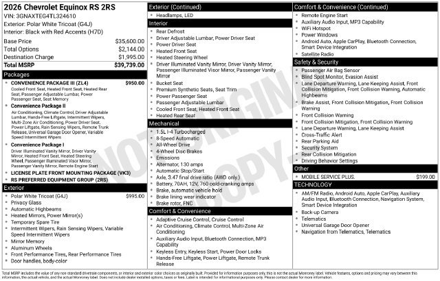 Certified 2026 Chevrolet Equinox RS w/ Convenience Package III AWD/4WD image 33