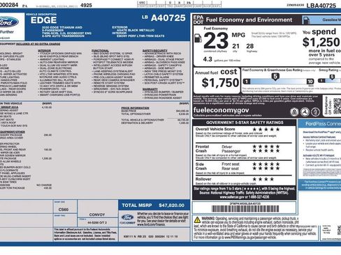 Certified 2020 Ford Edge Titanium w/ Equipment Group 301A image 6