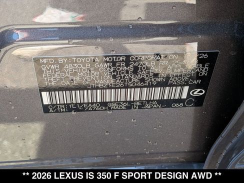 New 2026 Lexus IS 350 F Sport AWD/4WD image 19