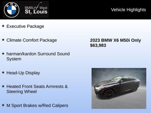 Used 2023 BMW X6 M50i w/ Executive Package image 16