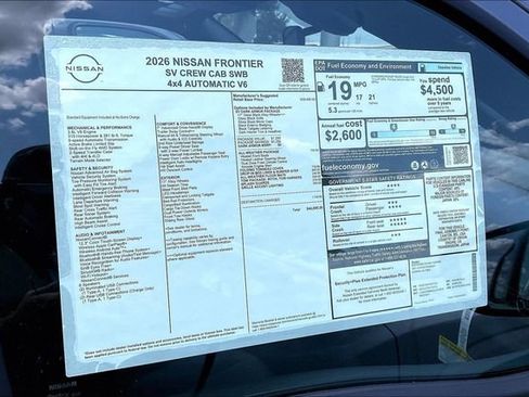 New 2026 Nissan Frontier SV w/ All-Weather Content Package AWD/4WD image 12