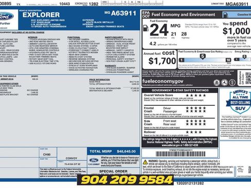 Used 2021 Ford Explorer Limited w/ Equipment Group 301A RWD image 44