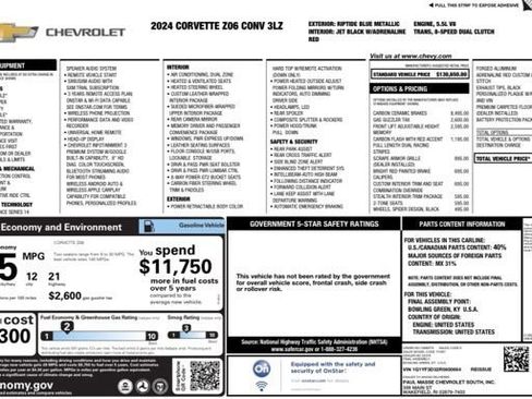 Used 2024 Chevrolet Corvette Z06 w/ Stealth Interior Trim Package image 20