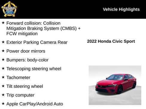 Used 2022 Honda Civic Sport image 2