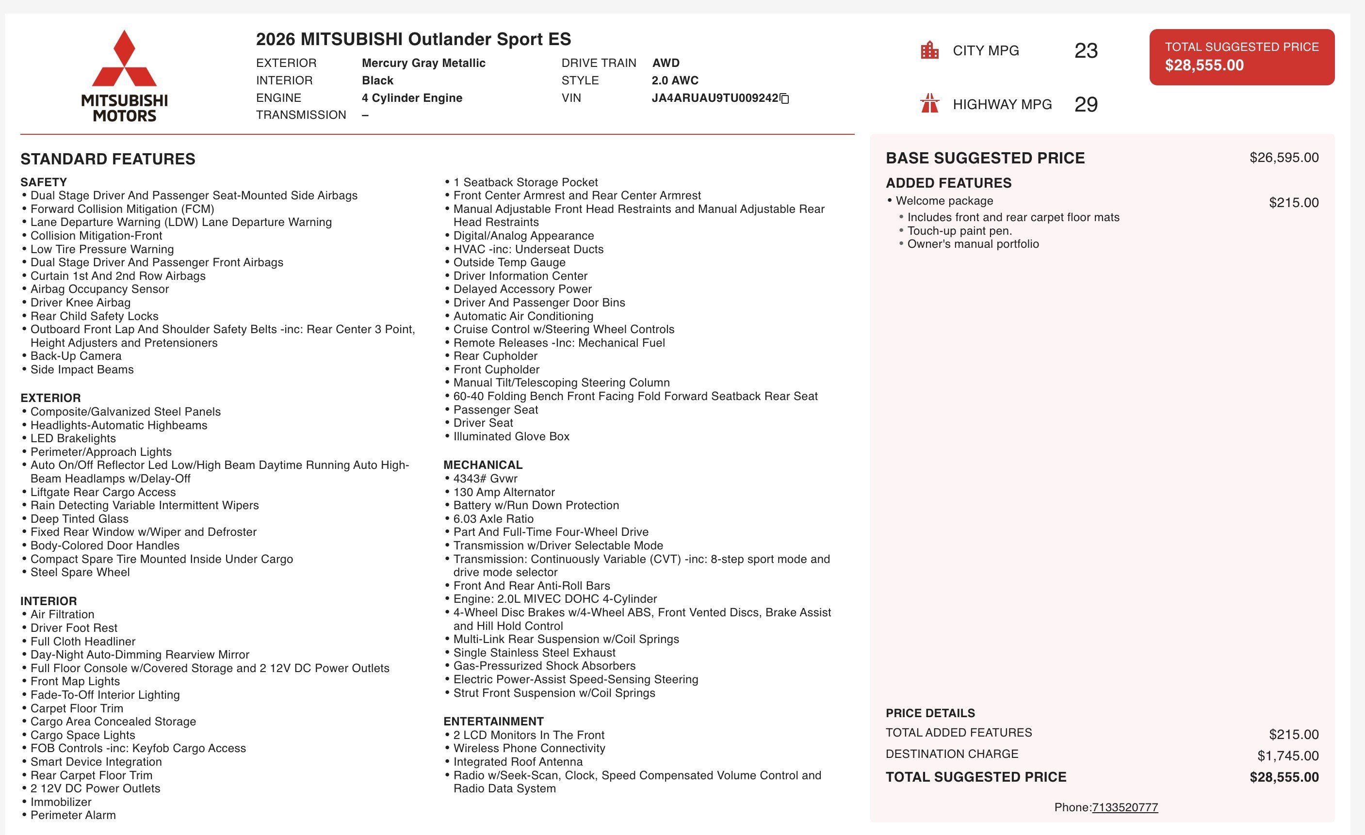 Used 2026 Mitsubishi Outlander Sport AWD image 4