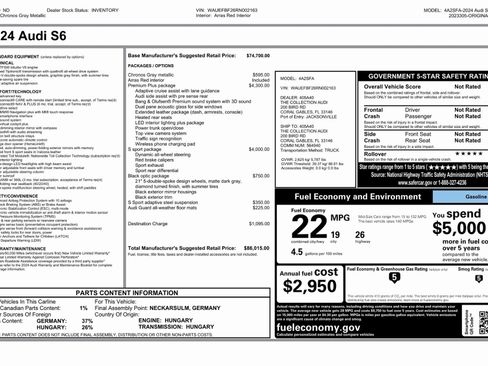Used 2024 Audi S6 Premium Plus w/ Premium Plus Package image 87