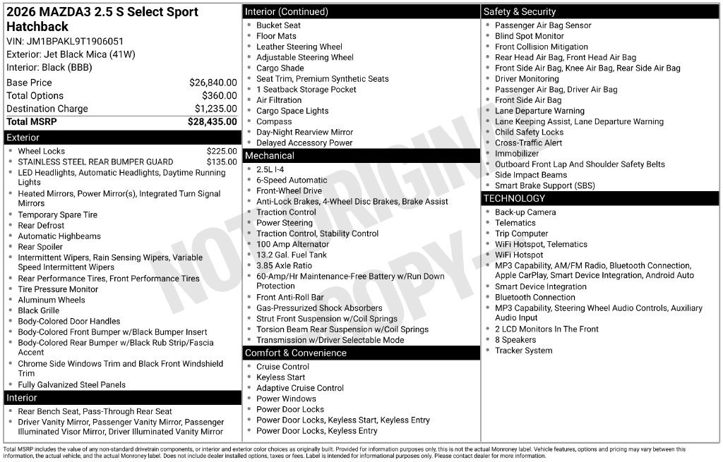 New 2026 MAZDA MAZDA3 s Sport FWD image 33