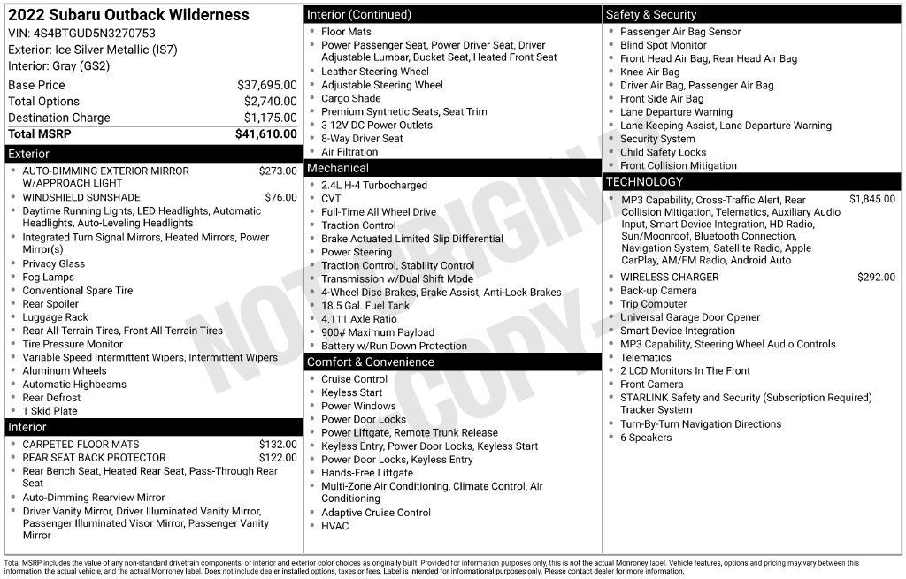 Used 2022 Subaru Outback Wilderness AWD/4WD image 3