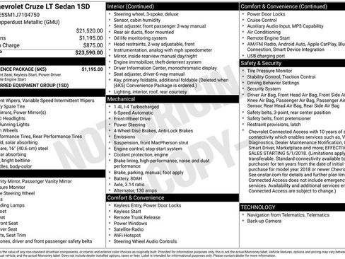Used 2018 Chevrolet Cruze LT w/ Convenience Package FWD image 2