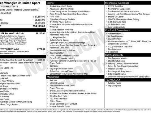 Used 2017 Jeep Wrangler Unlimited Sport w/ Quick Order Package 23S image 15