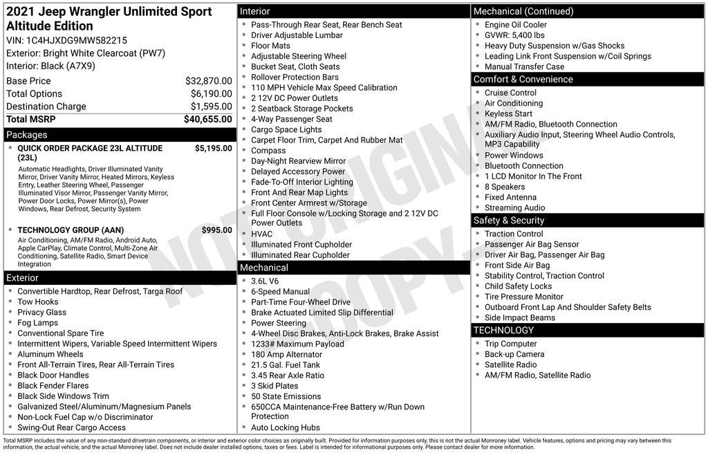 Used 2021 Jeep Wrangler Unlimited Sport AWD/4WD image 10