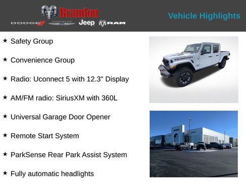 New 2026 Jeep Gladiator Rubicon w/ Safety Group AWD/4WD image 2