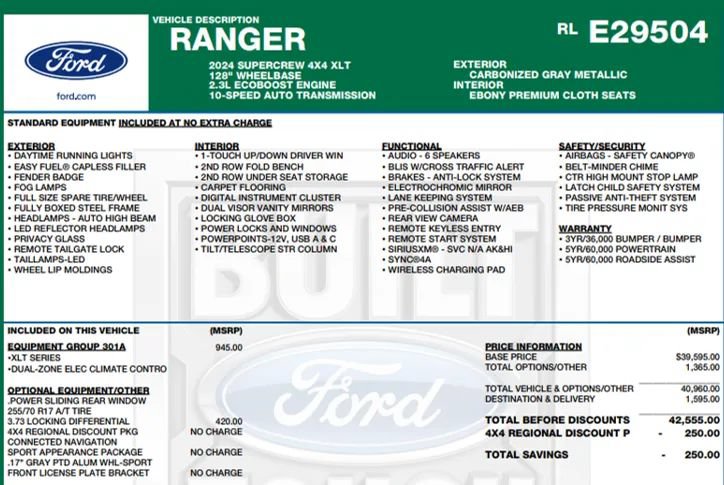 Used 2024 Ford Ranger XLT w/ Equipment Group 301A High AWD/4WD image 2