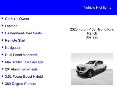 Certified 2023 Ford F150 King Ranch w/ Equipment Group 601A High AWD/4WD image 3