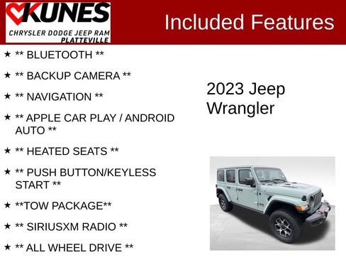 Used 2023 Jeep Wrangler Unlimited Rubicon w/ Cold Weather Group image 2