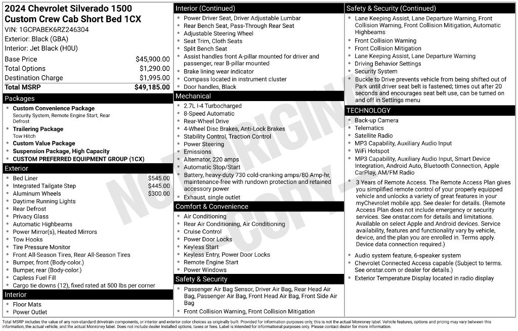 Used 2024 Chevrolet Silverado 1500 Custom RWD image 35