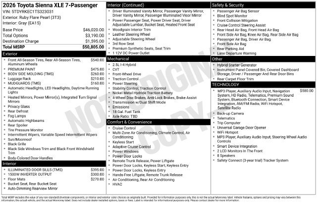 Used 2026 Toyota Sienna XLE FWD image 38