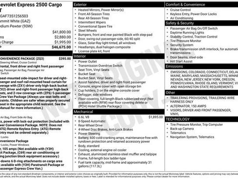 New 2025 Chevrolet Express 2500 Work Van w/ Driver Convenience Package image 5