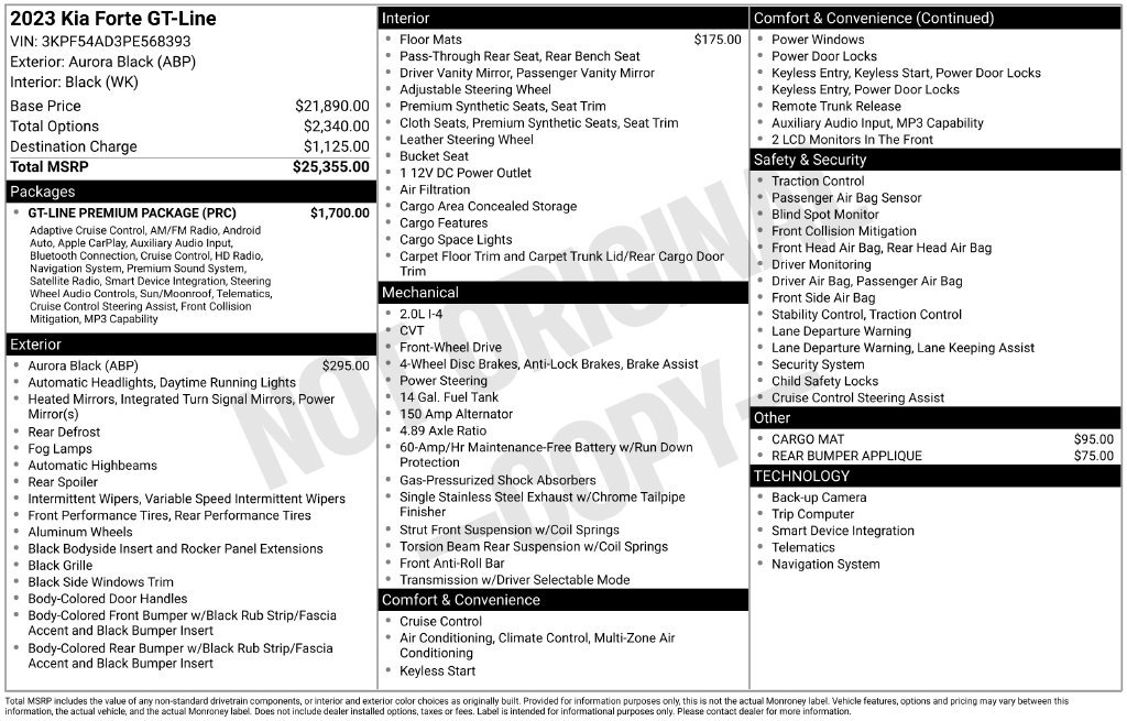 Used 2023 Kia Forte GT-Line w/ GT-Line Premium Package FWD image 18