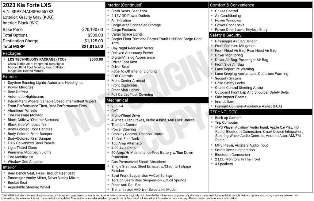 Certified 2023 Kia Forte LXS w/ LXS Technology Package FWD image 29