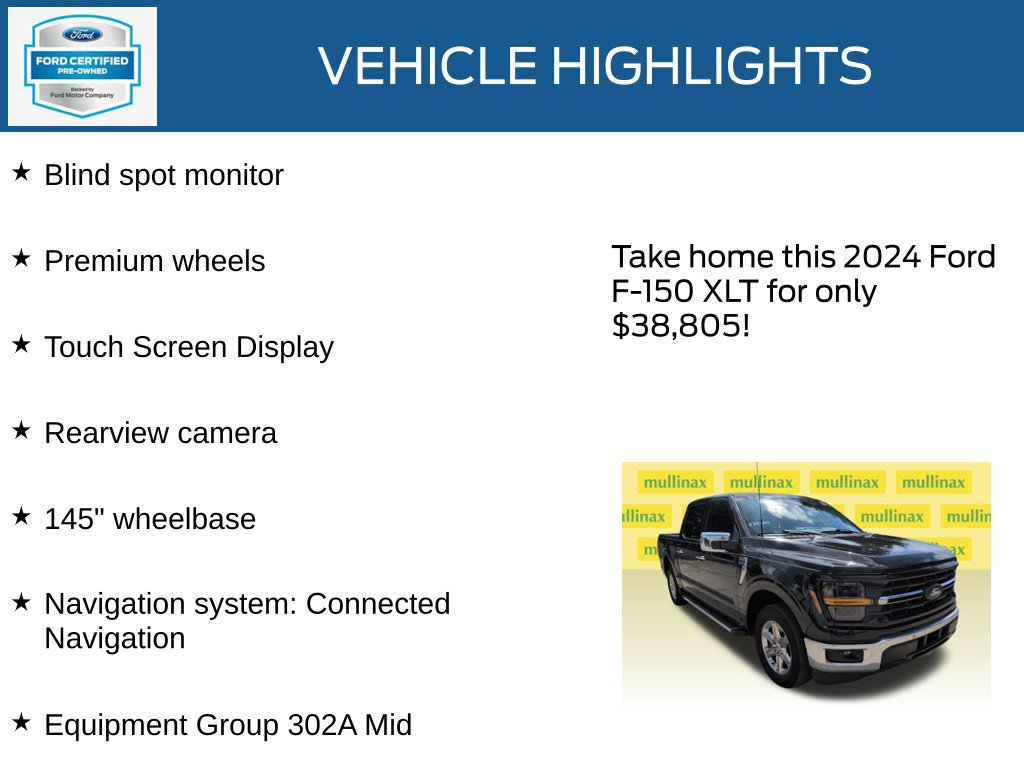 Certified 2024 Ford F150 XLT w/ Equipment Group 302A MID RWD image 22