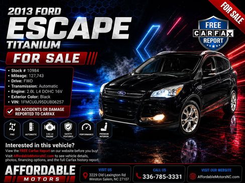 Used 2013 Ford Escape Titanium w/ Parking Technology Pkg FWD image 1