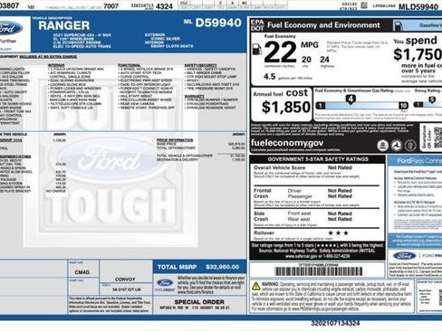 Used 2021 Ford Ranger XL w/ Equipment Group 101A High AWD/4WD image 4
