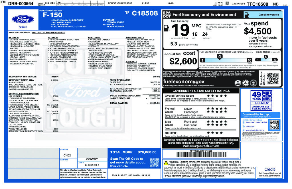 New 2026 Ford F150 Lariat w/ Equipment Group 502A High AWD/4WD image 6