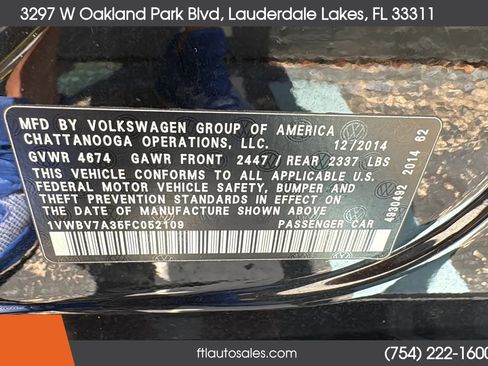 Used 2015 Volkswagen Passat TDI SE FWD image 59