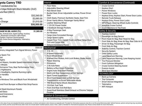 Certified 2021 Toyota Camry TRD w/ TRD Package w/JBL Audio image 16