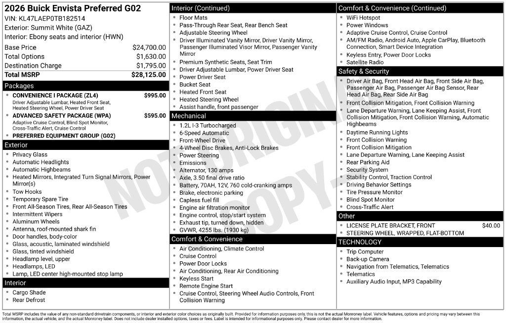 New 2026 Buick Envista Sport Touring w/ Convenience I Package FWD image 33