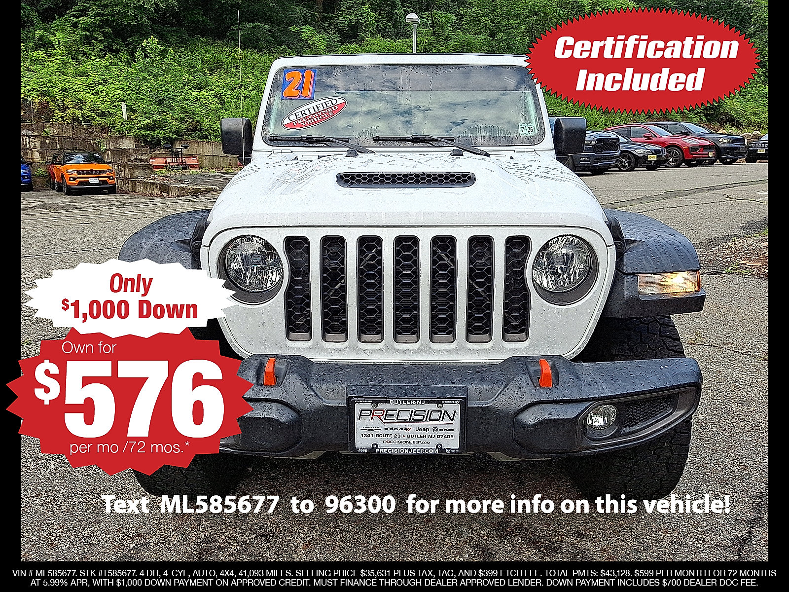 Certified 2021 Jeep Gladiator Mojave AWD/4WD image 2