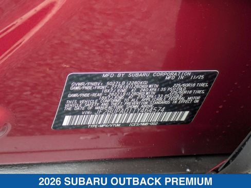 Certified 2026 Subaru Outback Premium AWD/4WD image 38
