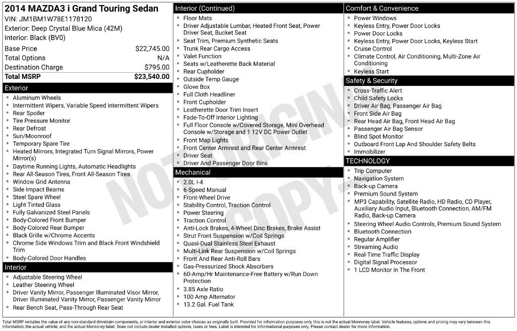 Used 2014 MAZDA MAZDA3 i Grand Touring FWD image 11