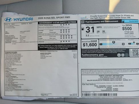 New 2026 Hyundai Kona SEL Sport image 33