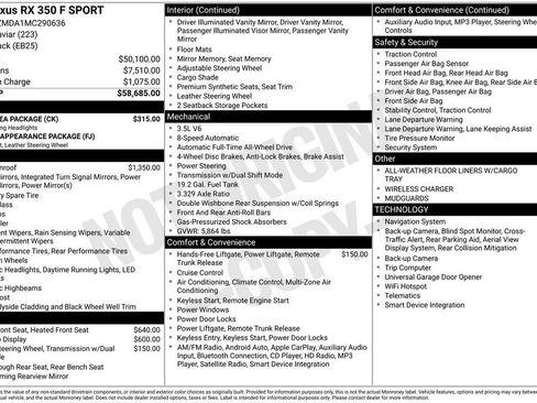 Used 2021 Lexus RX 350 F Sport w/ Cold Area Package image 22