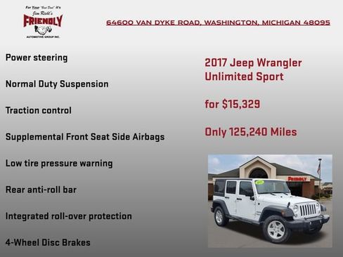 Used 2017 Jeep Wrangler Unlimited Sport w/ Quick Order Package 24S AWD/4WD image 20
