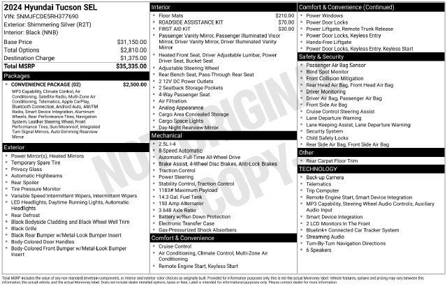 Used 2024 Hyundai Tucson SEL w/ Convenience Package AWD/4WD image 7