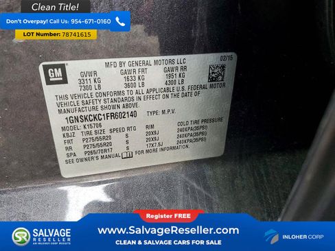 Used 2015 Chevrolet Tahoe LTZ AWD/4WD image 17