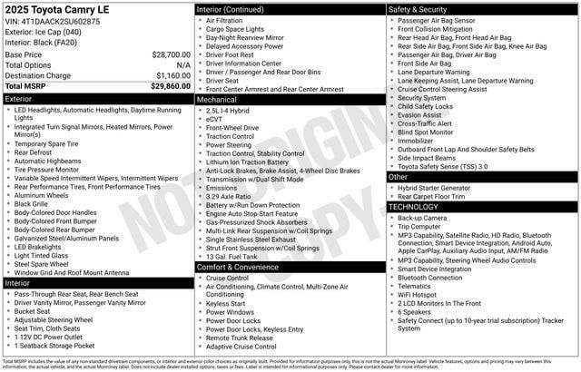 Certified 2025 Toyota Camry LE FWD image 33