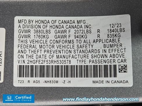 Certified 2024 Honda Civic Sport image 13