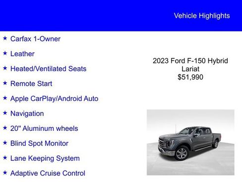 Certified 2023 Ford F150 Lariat w/ Equipment Group 502A High AWD/4WD image 2