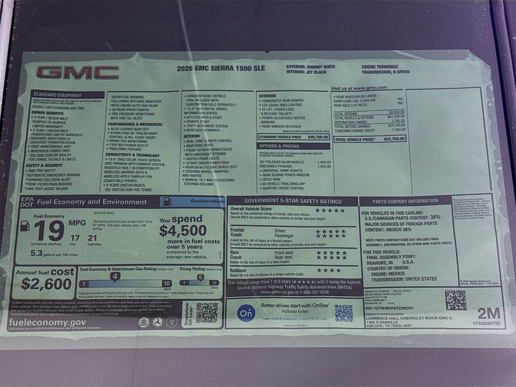 New 2026 GMC Sierra 1500 SLE w/ Preferred Package RWD image 20