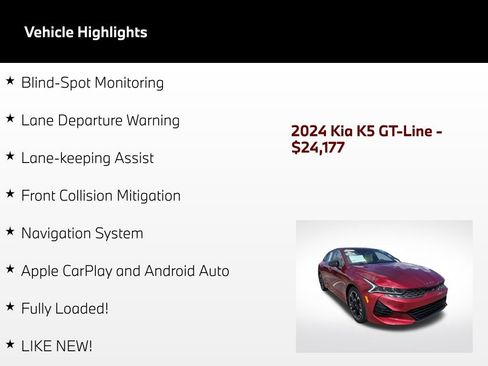 Used 2024 Kia K5 GT-Line w/ GT-Line Premium Package FWD image 52