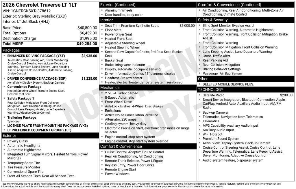 New 2026 Chevrolet Traverse LT w/ Enhanced Driving Package FWD image 27
