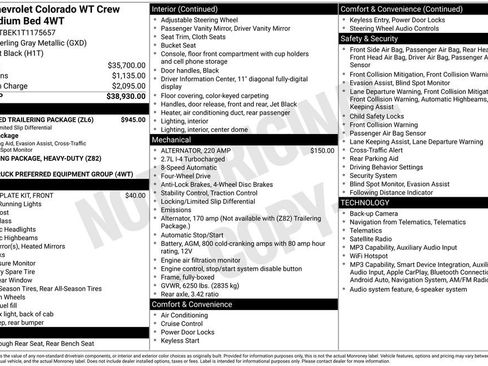 Used 2026 Chevrolet Colorado W/T w/ Advanced Trailering Package AWD/4WD image 29