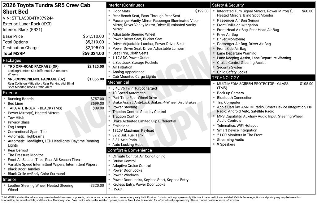 Certified 2026 Toyota Tundra SR5 w/ TRD Off-Road Package AWD/4WD image 53